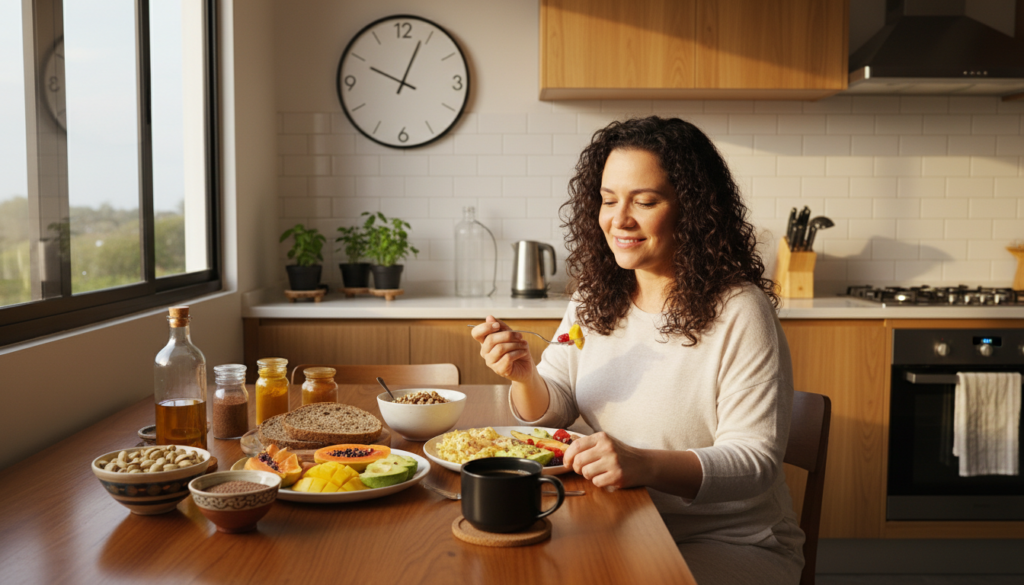 healthy fruits arrangement on wooden table