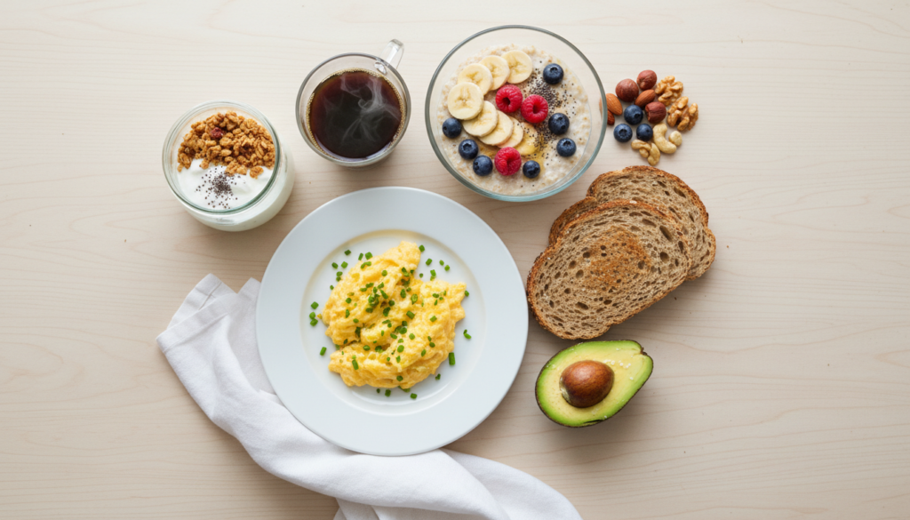 healthy fruits arrangement on wooden table